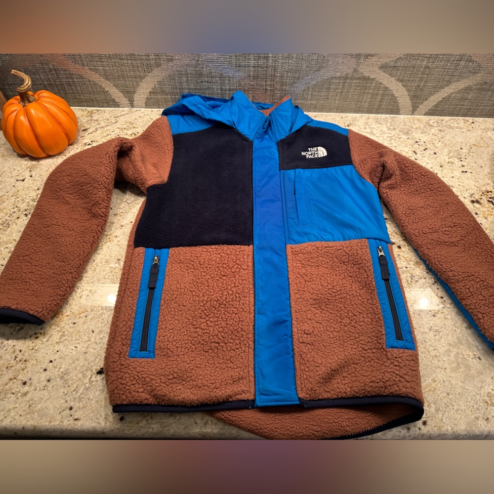 The North Face Blue and Brown Fleece Jacket